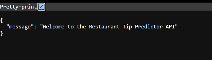 image showing the machine learning application opening at the root URL.